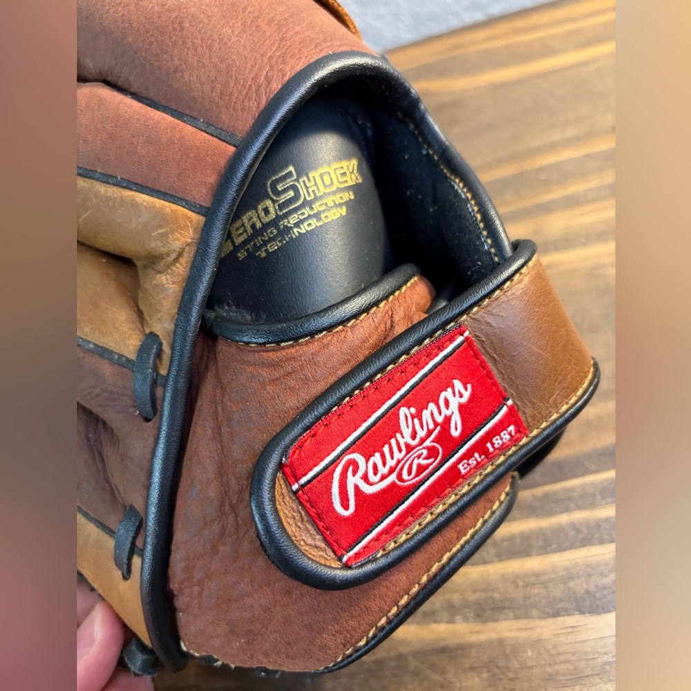 Rawlings RBG36TBR RH 12.5" Leather Zero Shock Baseball Glove Left Hand Throw - Picture 9 of 12